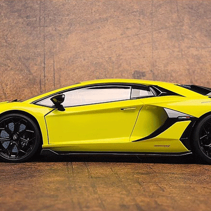 AutoArt Lamborghini Aventador SVJ Yellow 1:18 Diecast Model Car - studio product photo of the scale model