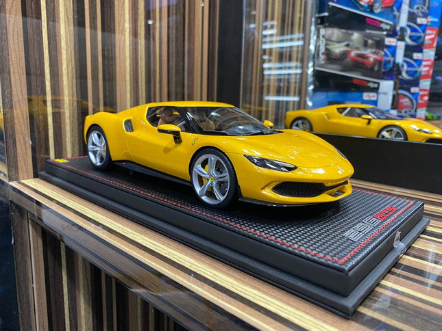 MR Collection Ferrari 296 GTB 1:18 Resin Model Car Yellow - detailed collector display model
