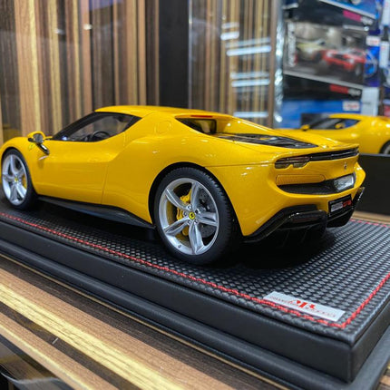 MR Collection Ferrari 296 GTB 1:18 Resin Model Car Yellow - fine detailed model replica
