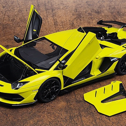 AutoArt Lamborghini Aventador SVJ Yellow 1:18 Diecast Model Car - showroom-quality model replica