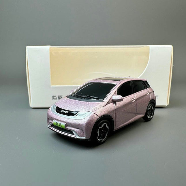 YX Car Model BYD Dolphin 1:64 Diecast Model Car - studio product photo of the scale model