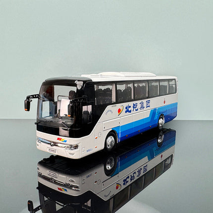 YX Car Model Yutong ZK6122H9 Blue and White Coach Bus 1:42 Diecast Model Bus - detailed collector display model