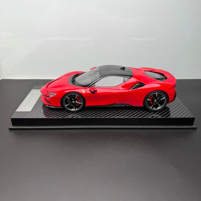 Vehicle Art SF90 Ferrari Red 1:18 Resin Model Car - studio product photo of the scale model