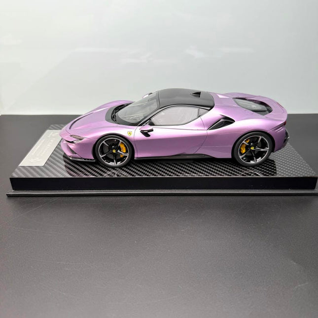 Vehicle Art SF90 Purple 1:18 Resin Model Car - studio product photo of the scale model