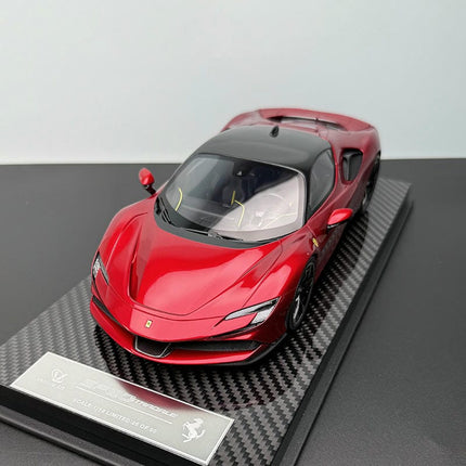 Vehicle Art Ferrari SF90 Metallic Red 1:18 Resin Model Car - detailed collector display model