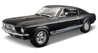 1:18 scale black diecast model car, classic coupe, chrome wheels, side stripes