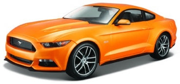 1:18 scale orange Ford Mustang diecast model car with detailed wheels and sporty design