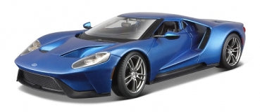 Blue diecast model car in 1:18 scale, detailed sports car replica with sleek design