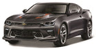 1:18 scale diecast model of a grey sports car with black and orange accents, front view