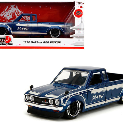 1972 Datsun 620 Pickup Truck Blue Metallic and Cream "JDM Tuners" Series 1/24 Diecast Model Car by Jada