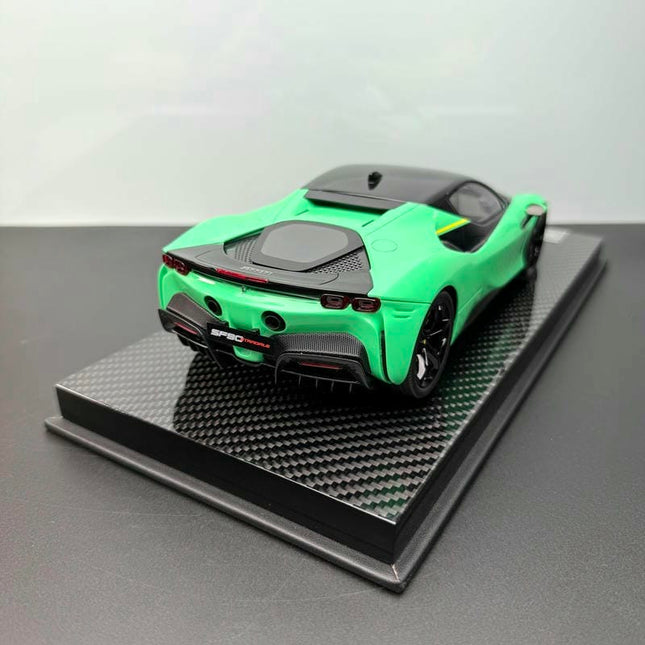Vehicle Art SF90 Green 1:18 Resin Model Car - studio product photo of the scale model
