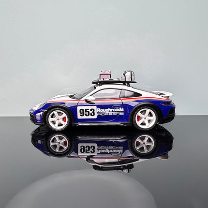 Minichamps Porsche 911 Dakar Blue and White 1:18 Diecast Model Car - collectible scale model car