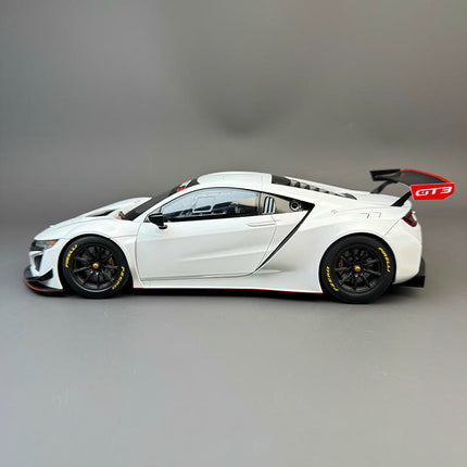 AutoArt Honda NSX GT3 - White 1:18 Diecast Model Car - studio product photo of the scale model