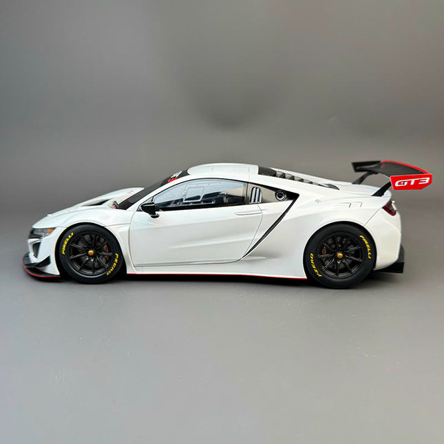 AutoArt Honda NSX GT3 - White 1:18 Diecast Model Car - studio product photo of the scale model