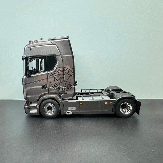 NZG Scania V8 730S 4x2 Grey Zinc Truck 1:18 Diecast Model Truck - studio product photo of the scale model