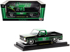 1976 GMC Sierra Grande 15 Pickup Truck "Quaker State" Black with Green Top Graphics and Interior Limited Edition to 6650 pieces Worldwide 1/24 Diecast Model Car by M2 Machines
