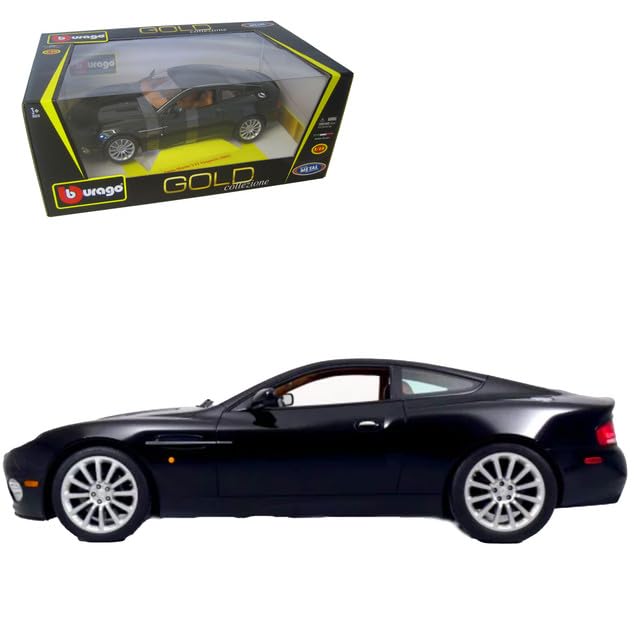 Bburago 2002 Aston Martin V12 Vanquish 1:18 Diecast Model Car Black - detailed collector display model