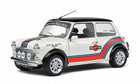 1:18 scale diecast model car Mini Cooper with Martini Racing livery, white and blue detailing
