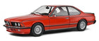 Red BMW 635 CSi 1:18 scale diecast model car with detailed exterior and classic wheels