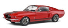 Red diecast model car 1:18 scale, classic muscle car with black racing stripes