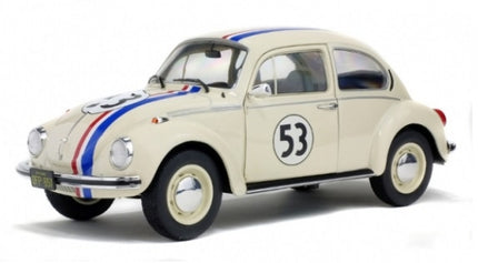 1:18 scale diecast classic Volkswagen Beetle model car with racing stripes and number 53