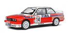 1:18 scale diecast BMW M3 E30 race car model, red, white and blue Fina livery, number 14.