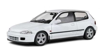 White diecast model Honda Civic hatchback, 1:18 scale, detailed exterior, on white background