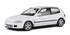 White diecast model Honda Civic hatchback, 1:18 scale, detailed exterior, on white background