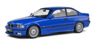 Blue 1:18 scale BMW M3 diecast model car with detailed wheels and sporty design