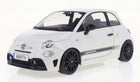 White Abarth diecast model car 1:18 scale with black wheels and sporty detailing
