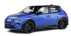 1:18 scale blue diecast model sports hatchback car with black accents, displayed on white background