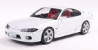 1:18 scale white diecast model sports car with red interior and detailed wheels