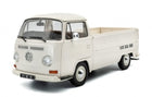 White diecast model of classic Volkswagen pickup truck, 1:18 scale, front angle view