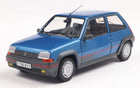 Blue diecast Renault hatchback model car, 1:18 scale, detailed interior and wheels