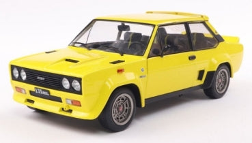 Yellow diecast model car in 1:18 scale with sporty design and detailed features