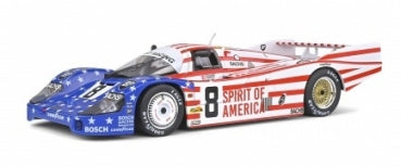 1:18 scale diecast model race car with American flag livery and number 8