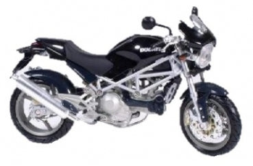 1:18 scale black diecast model motorcycle with silver frame and detailed features