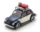 1:18 scale diecast classic Volkswagen Beetle model with roof rack and picnic accessories