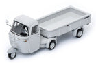 white diecast model three-wheeler truck with flatbed, 1:18 scale collectible vehicle