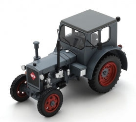 1:18 scale diecast model vintage tractor, gray body, red wheels, realistic details