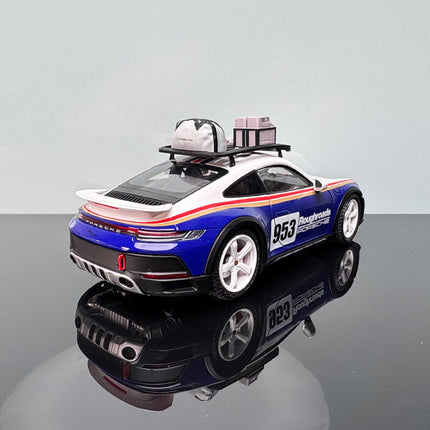 Minichamps Porsche 911 Dakar Blue and White 1:18 Diecast Model Car - fine detailed model replica