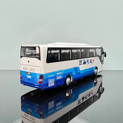 YX Car Model Yutong ZK6122H9 Blue and White Coach Bus 1:42 Diecast Model Bus - fine detailed model replica