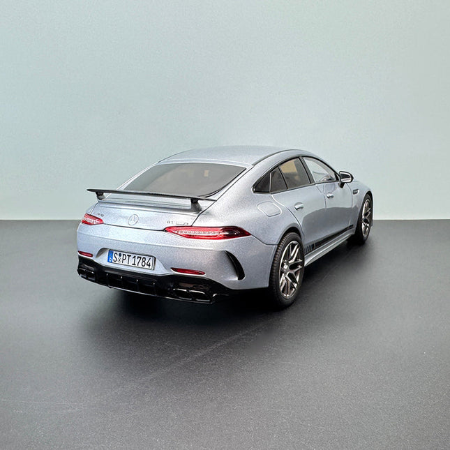 Norev Mercedes-Benz AMG GT63 4MATIC 2021 Silver 1:18 Diecast Model Car - studio product photo of the scale model