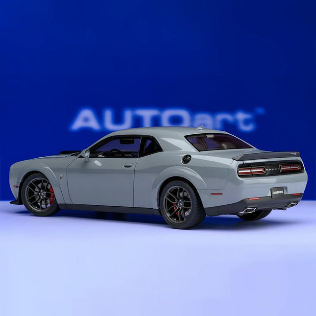AutoArt Dodge Challenger R/T wide body Grey 1:18 Diecast Model Car - studio product photo of the scale model
