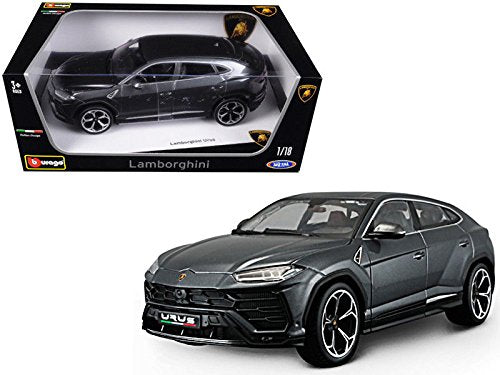 Bburago 1/18 Diecast Lamborghini Urus Grey Scale Model - detailed collector display model