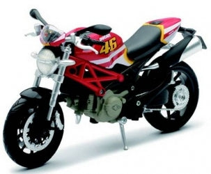 1:18 scale diecast red and black Ducati model motorcycle with detailed frame and number 46