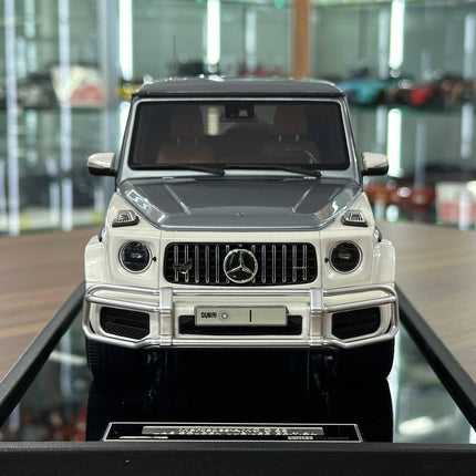 Motor Helix Mercedes-Benz AMG G 63 UAE Golden Jubilee Edition 1:18 Resin Model Car White/Silver - studio product photo of the