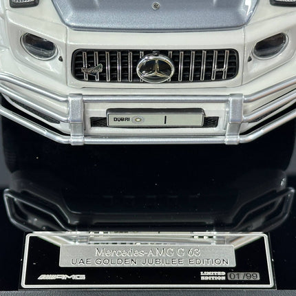 Motor Helix Mercedes-Benz AMG G 63 UAE Golden Jubilee Edition 1:18 Resin Model Car White/Silver - collectible scale model car