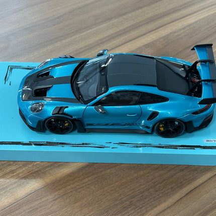 1/18 Diecast Porsche 911 GT3 RS (992, 2025) – Minichamps Dealer Edition (Ipanema Blue Metallic) - scale model for display