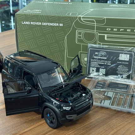 Almost Real Land Rover Defender 90 2020 1:18 Diecast Model Car Santorini Black - collector edition scale model